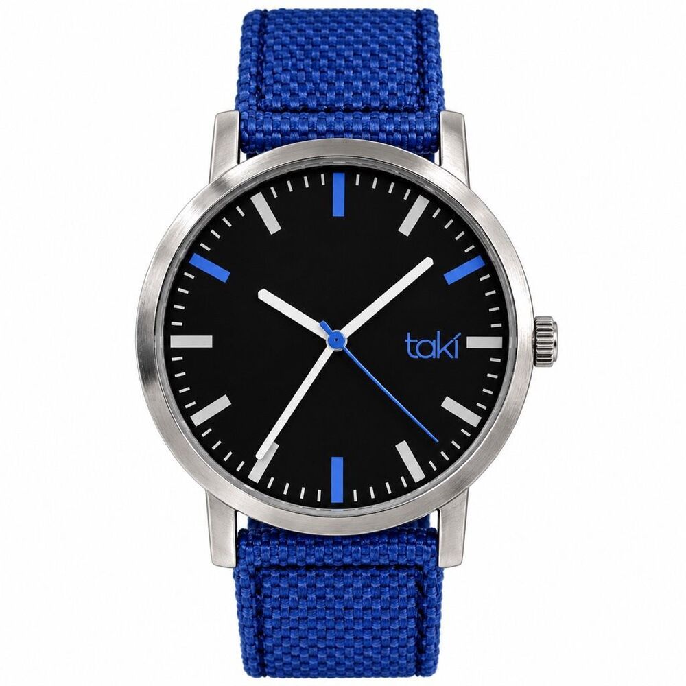 Taki Men’s Black Dial Blue Nylon Band Analog Quartz Watch Untested